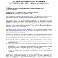 Government of Grenada - Organisation of Eastern Caribbean States (OECS) Skills & Innovation Project - Environmental & Social Management Specialist